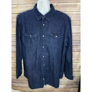 Blake Shelton Lands’ End Denim Shirt Dark Blue Size XL 100% Cotton